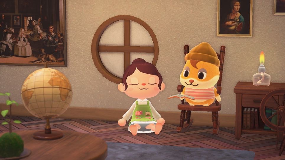 Personal ACNH - Sitting inside of my house with Hamlet